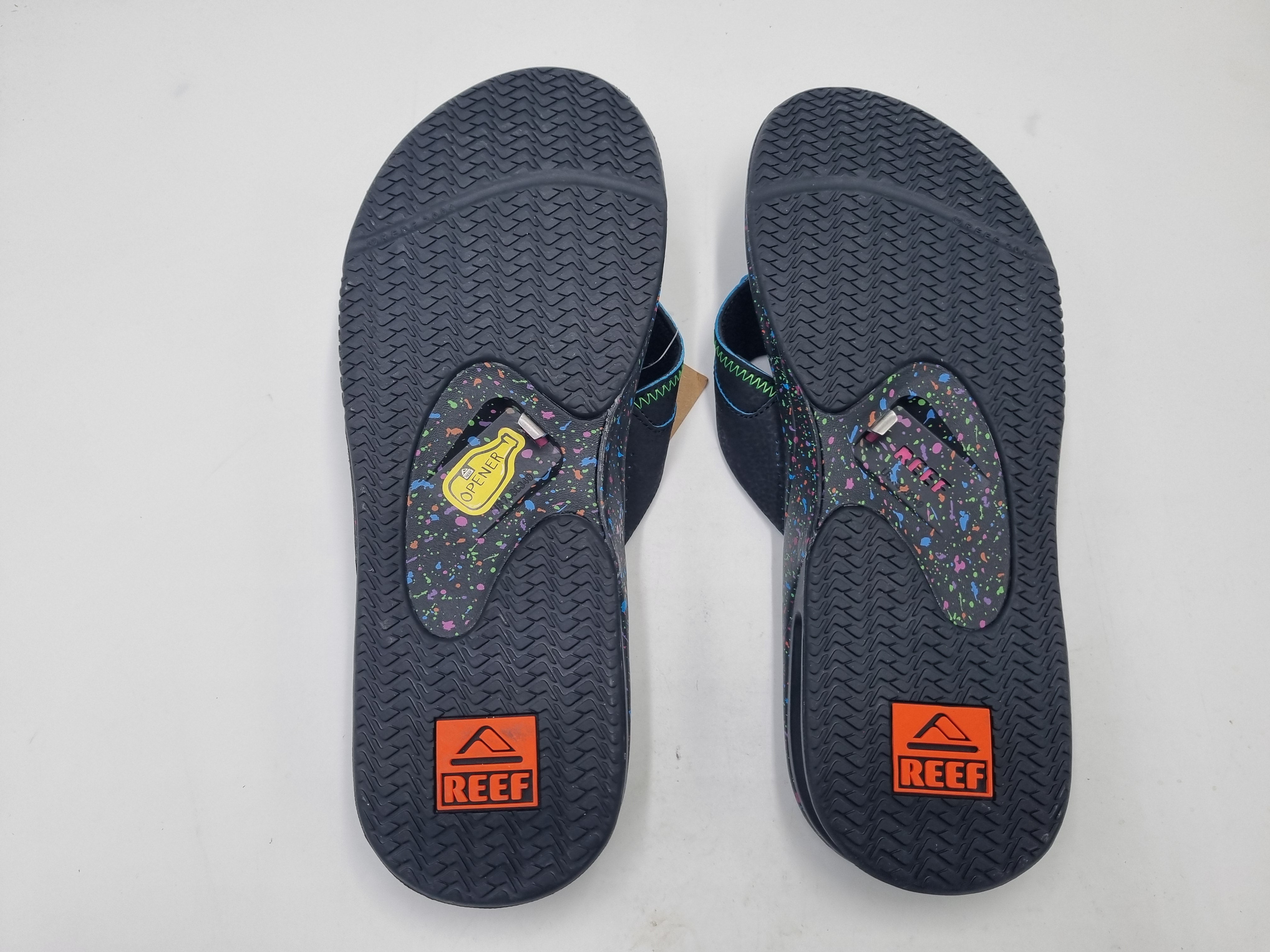 Reef Fanning blue splatter RF002026 – Herren Zehentrenner mit Airbag & Flaschenöffner