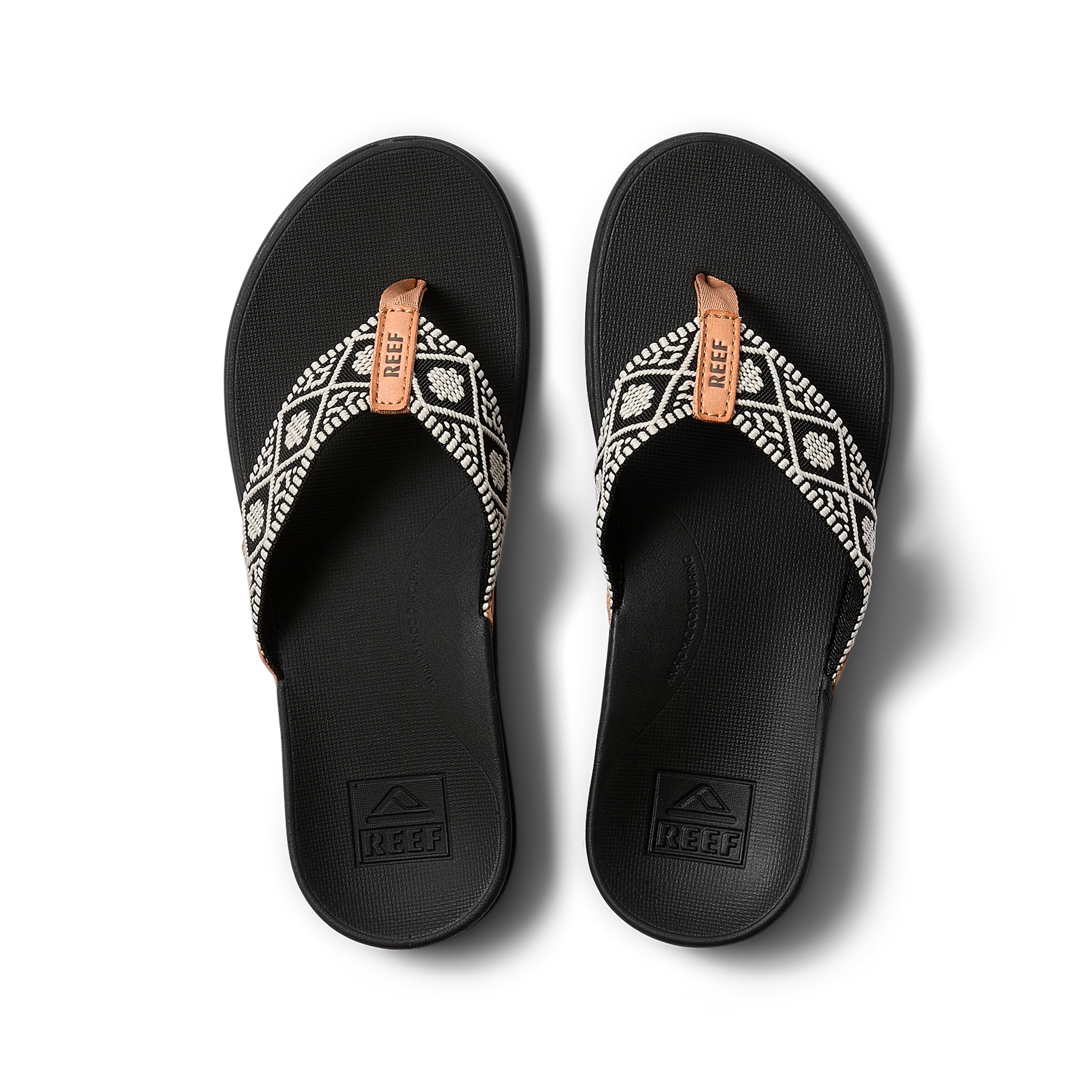 Reef Ortho-Bounce Woven Damen Sandale – Black/White (RF0A3VDN)