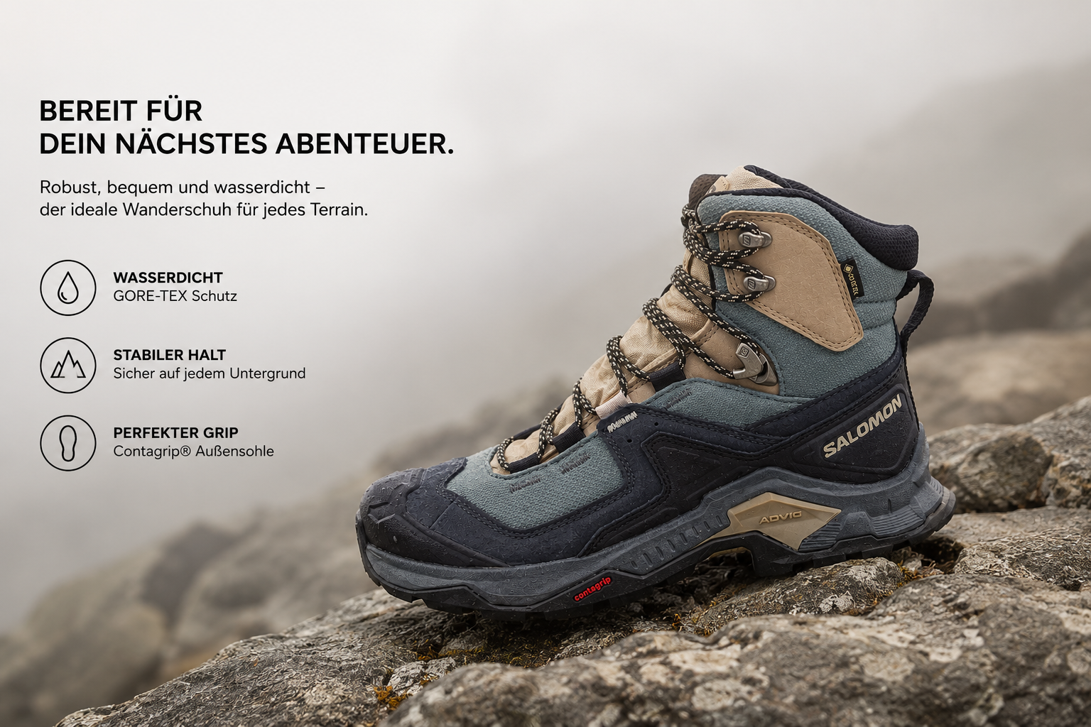 Salomon Quest Element GTX Damenstiefel – Ebony / Rainy Day - 414574