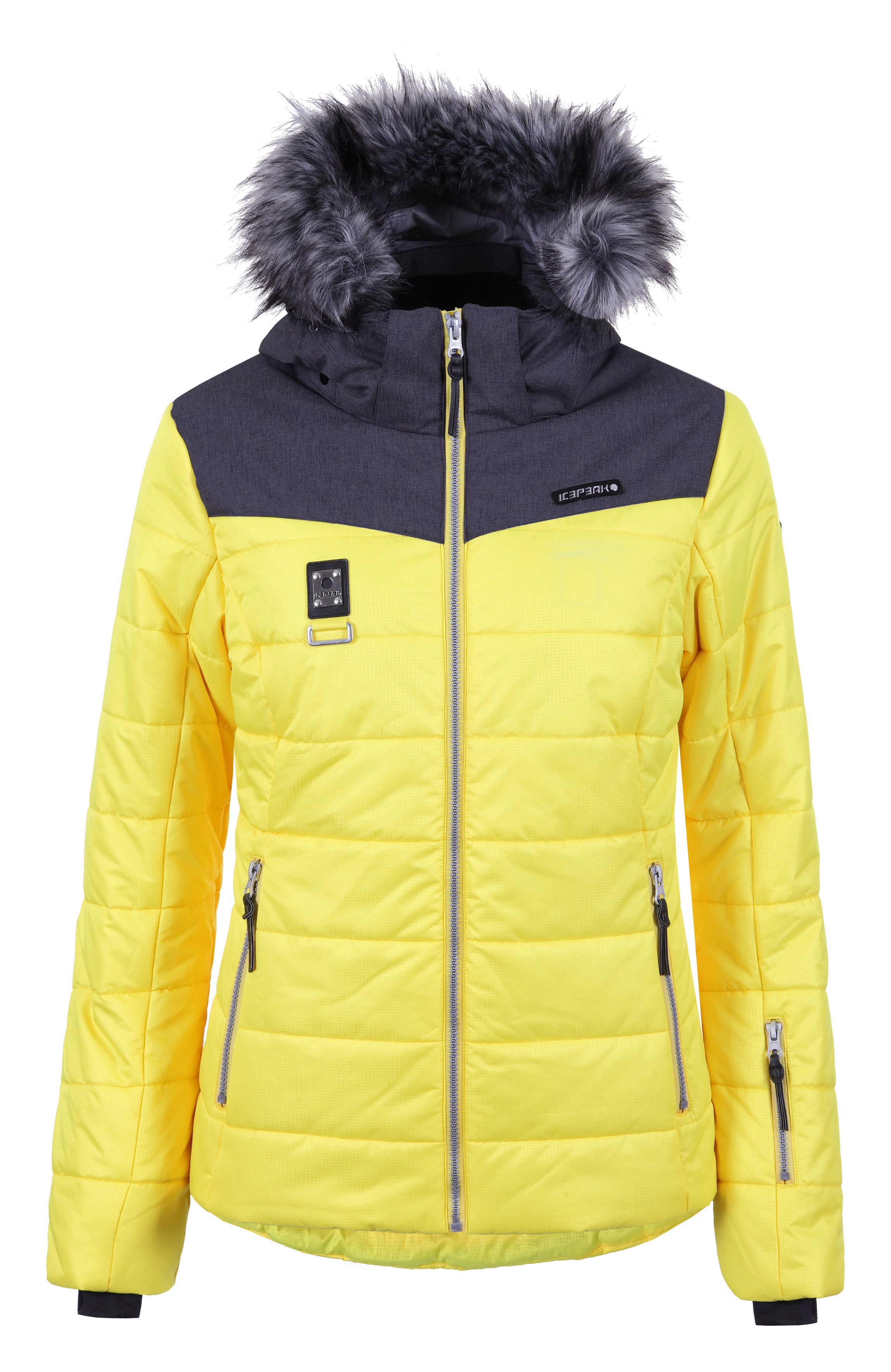 Icepeak Viroqua Kunstpelzkragen Skijacke Damen gelb grau - UVP 169,99€