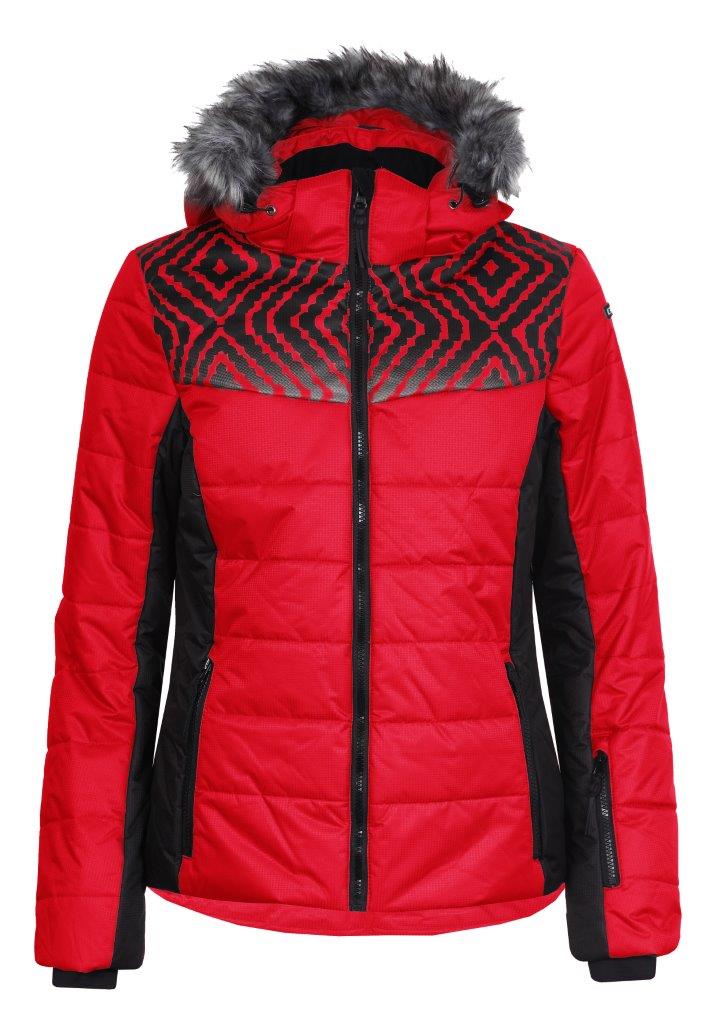 Icepeak Vigevano Kunstpelzkragen Skijacke Damen rot schwarz - UVP 169,99€